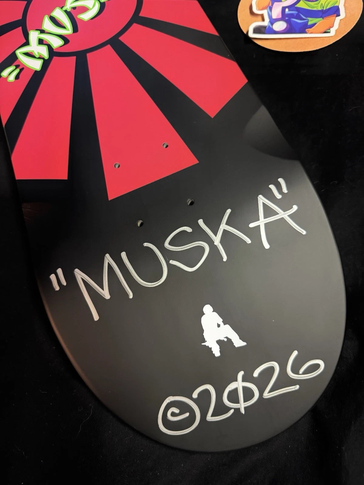 Signed Chad Muska Red Black Rising Sun Autographed Shorty’s Skateboard Deck