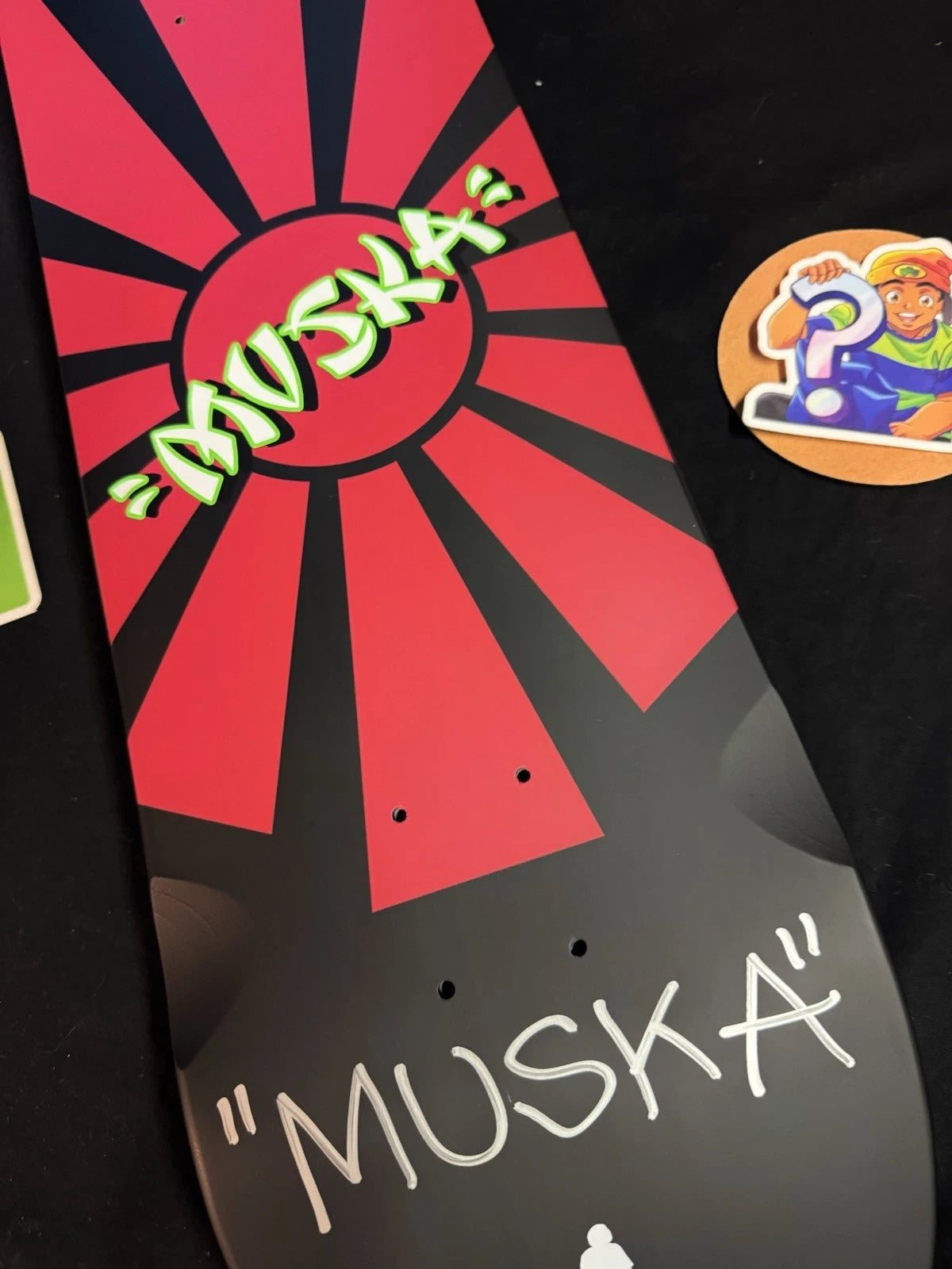Signed Chad Muska Red Black Rising Sun Autographed Shorty’s Skateboard Deck