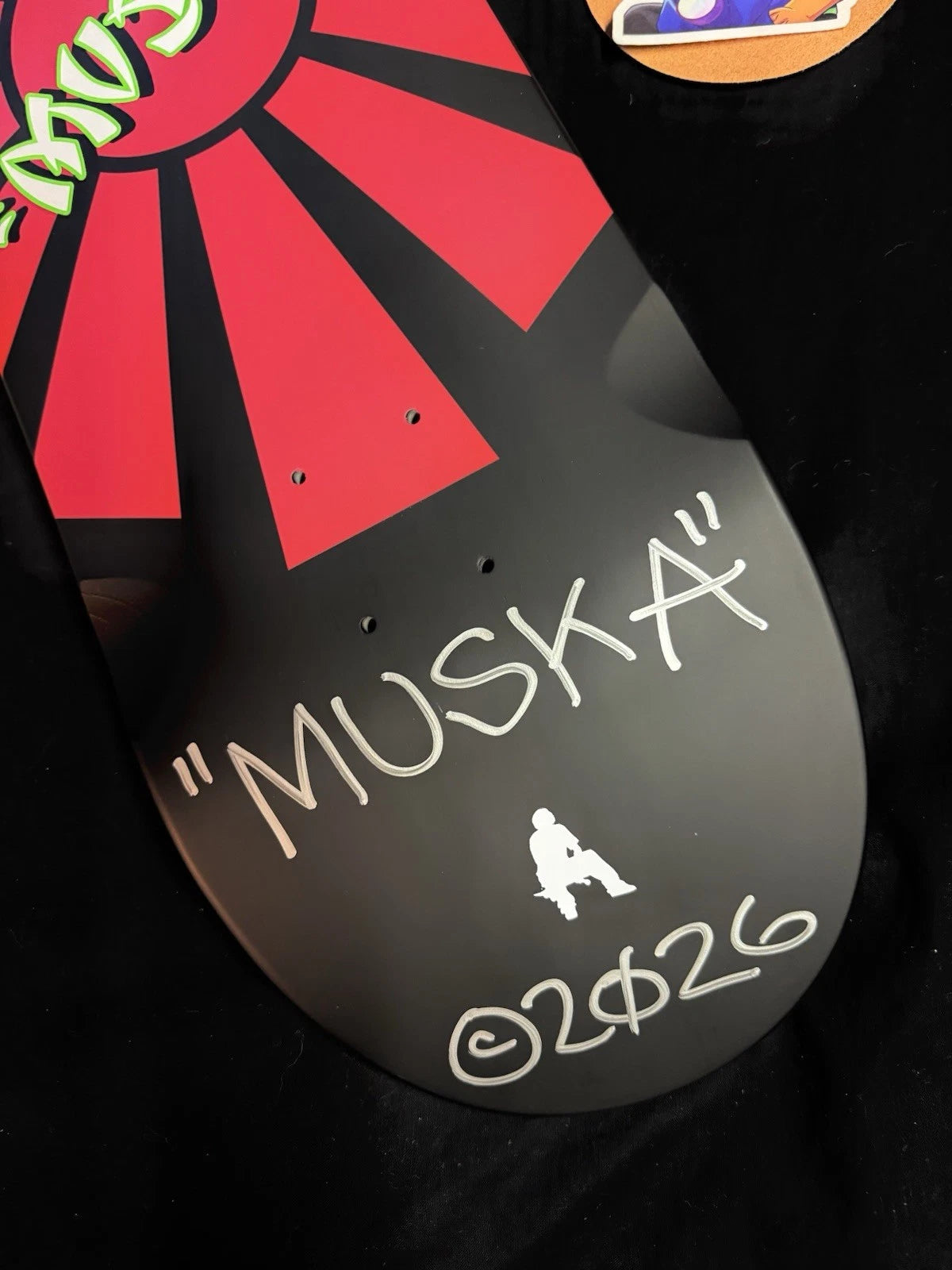 Signed Chad Muska Red Black Rising Sun Autographed Shorty’s Skateboard Deck