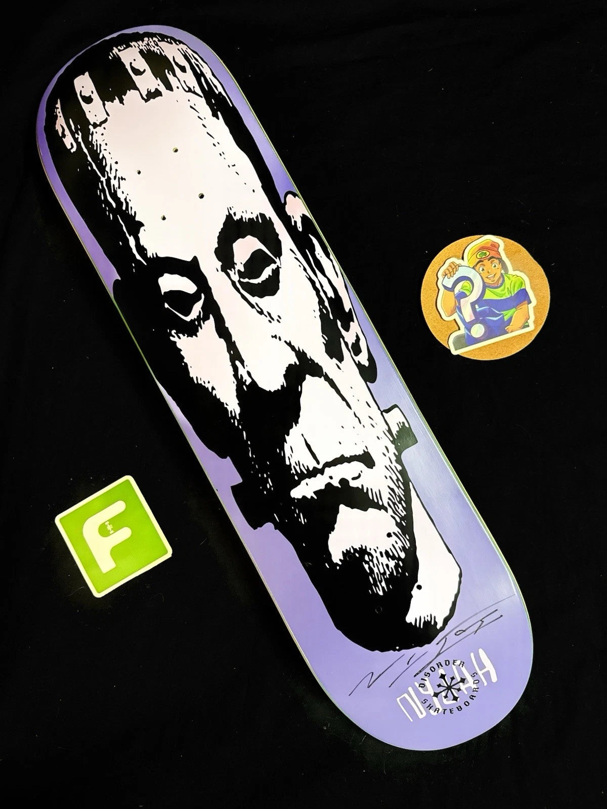 Signed Nyjah Huston Frankenstein Autographed Disorder Skateboard Deck