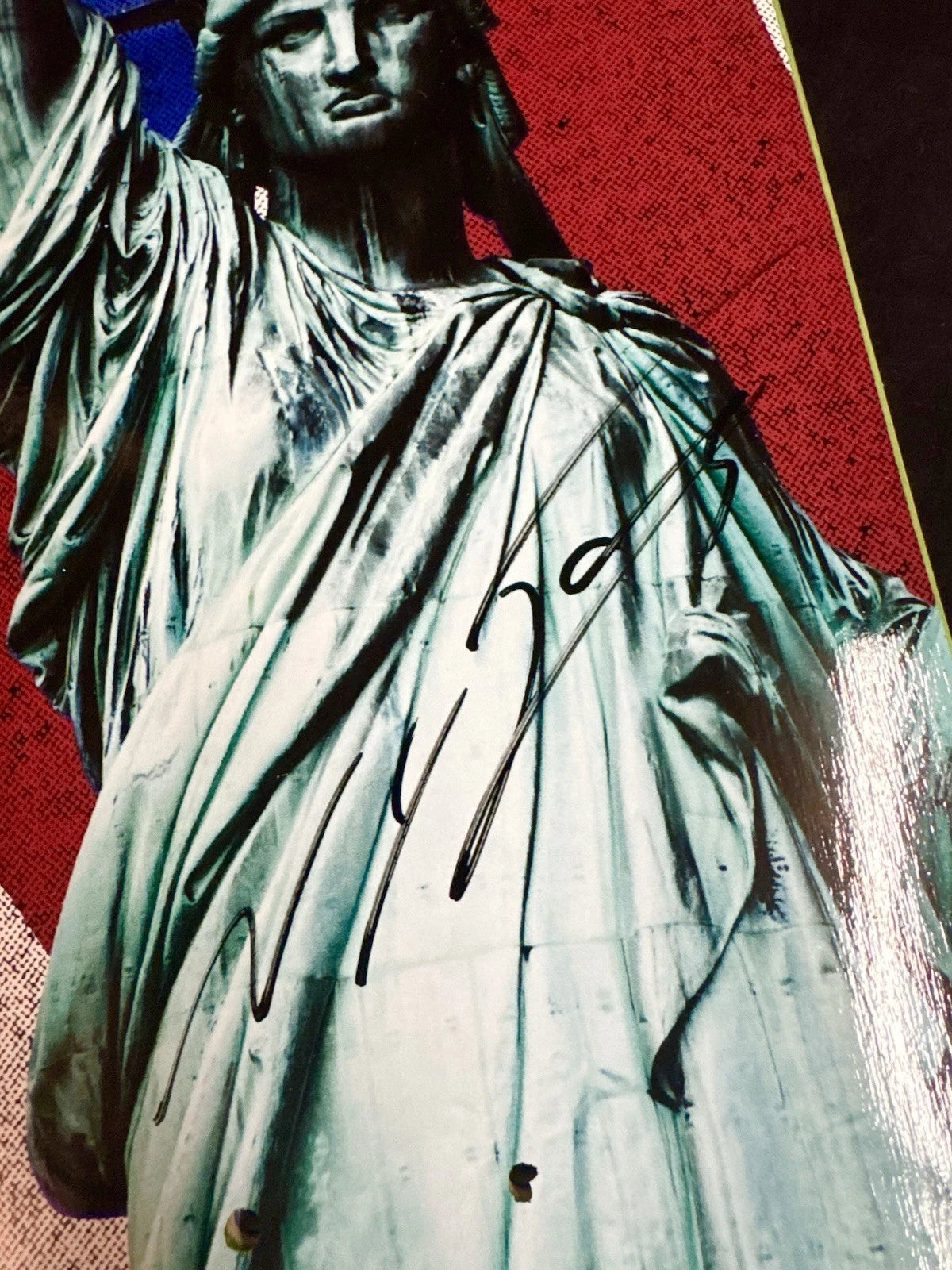 Signed Nyjah Huston Liberty Statue USA Autographed Disorder Skateboard Deck
