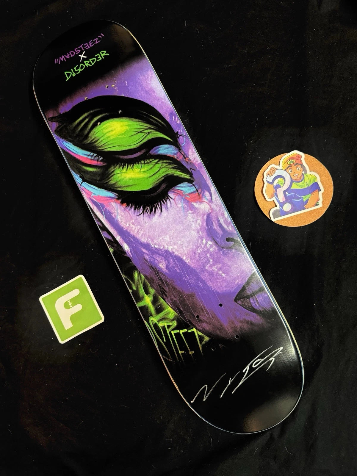 Signed Nyjah Huston Madsteez Disorder Autographed Pro Skateboard Deck