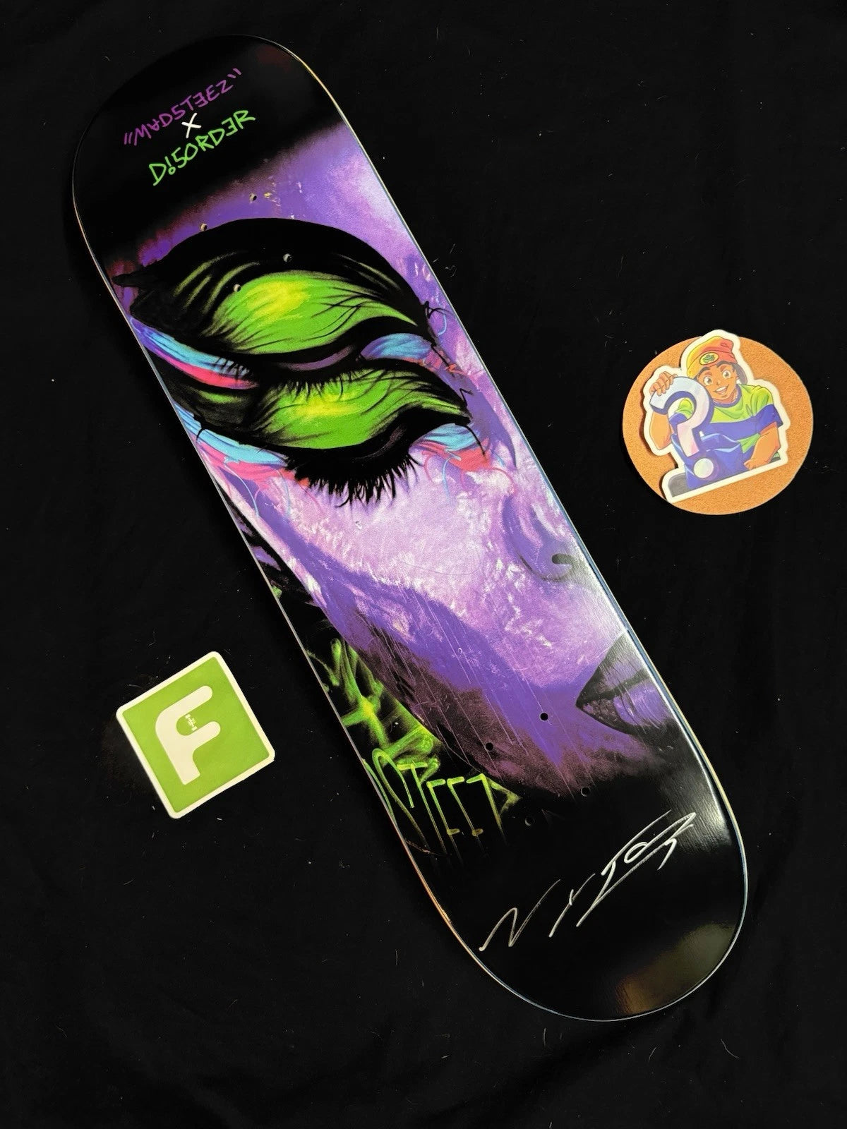 Signed Nyjah Huston Madsteez Disorder Autographed Pro Skateboard Deck