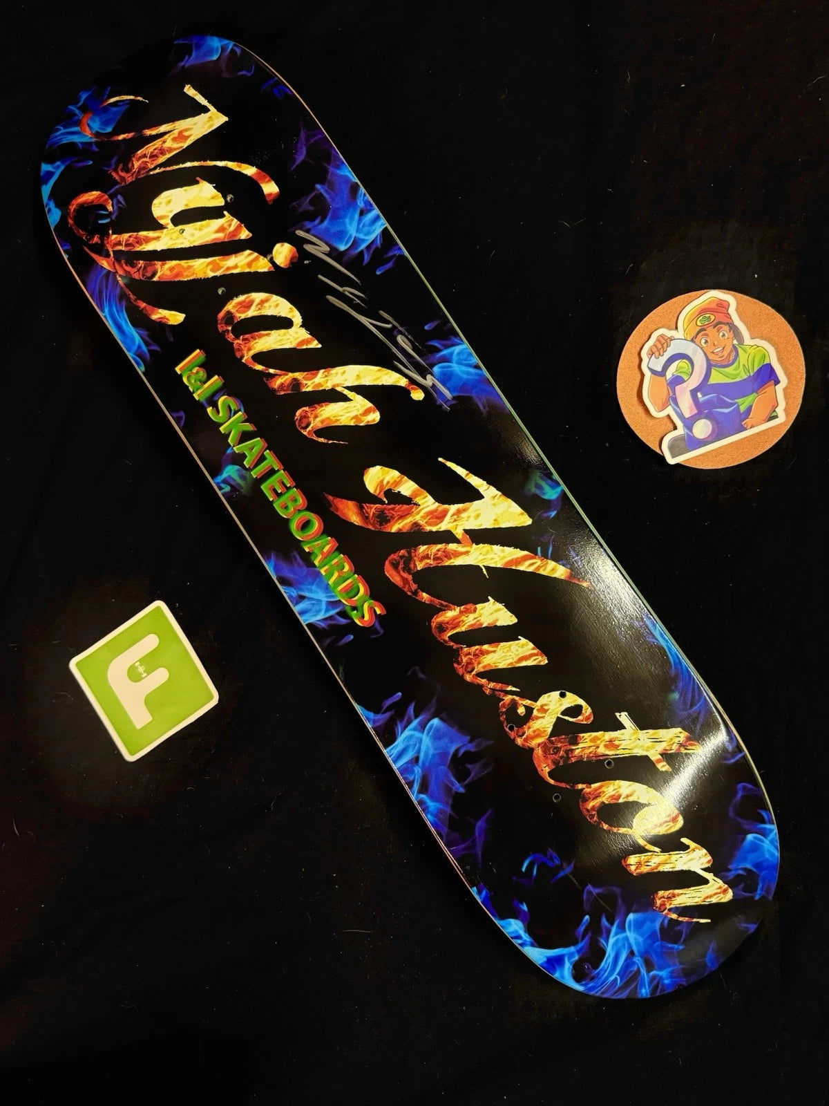 Signed Nyjah Huston Flame Autographed I & I VINTAGE 2009 Skateboard Deck