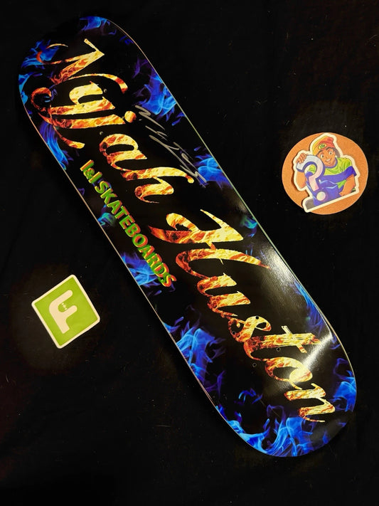 Signed Nyjah Huston Flame Autographed I & I VINTAGE 2009 Skateboard Deck
