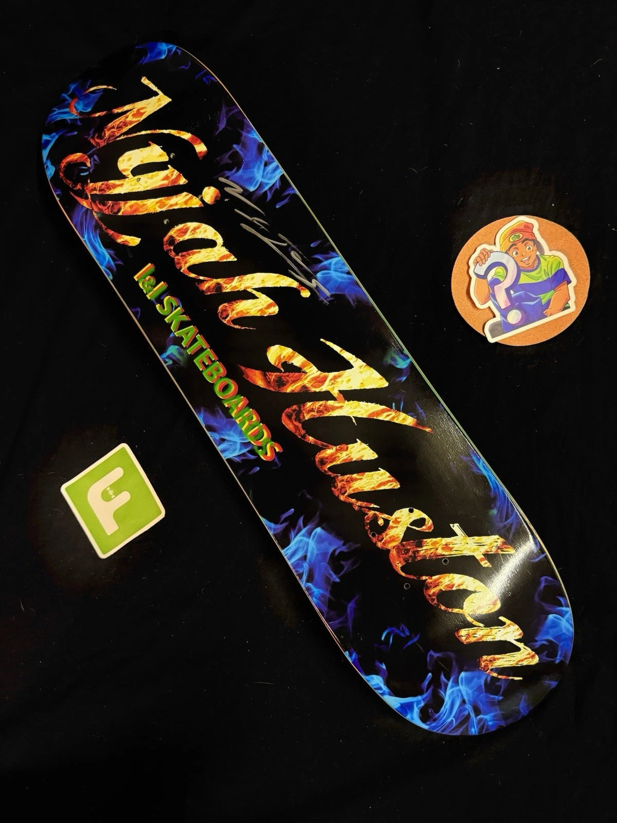 Signed Nyjah Huston Flame Autographed I & I VINTAGE 2009 Skateboard Deck