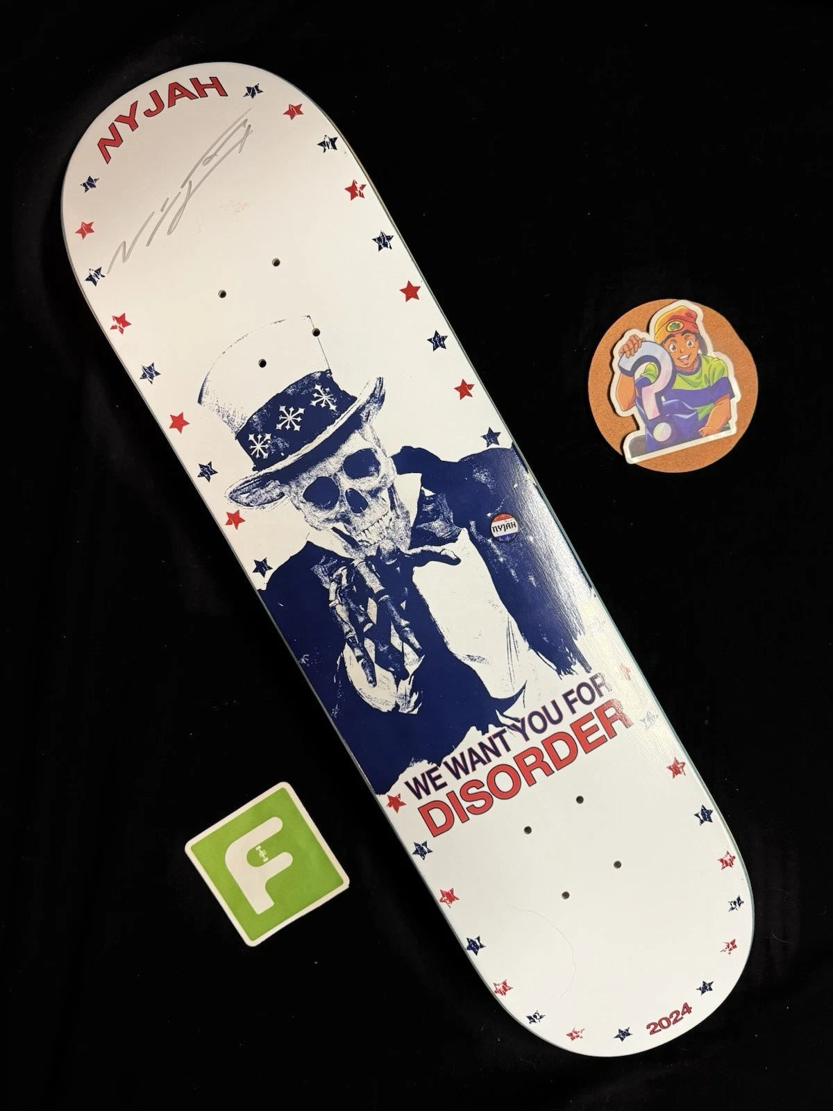 Signed Nyjah Huston I Want You USA Autographed Disorder Skateboard Deck