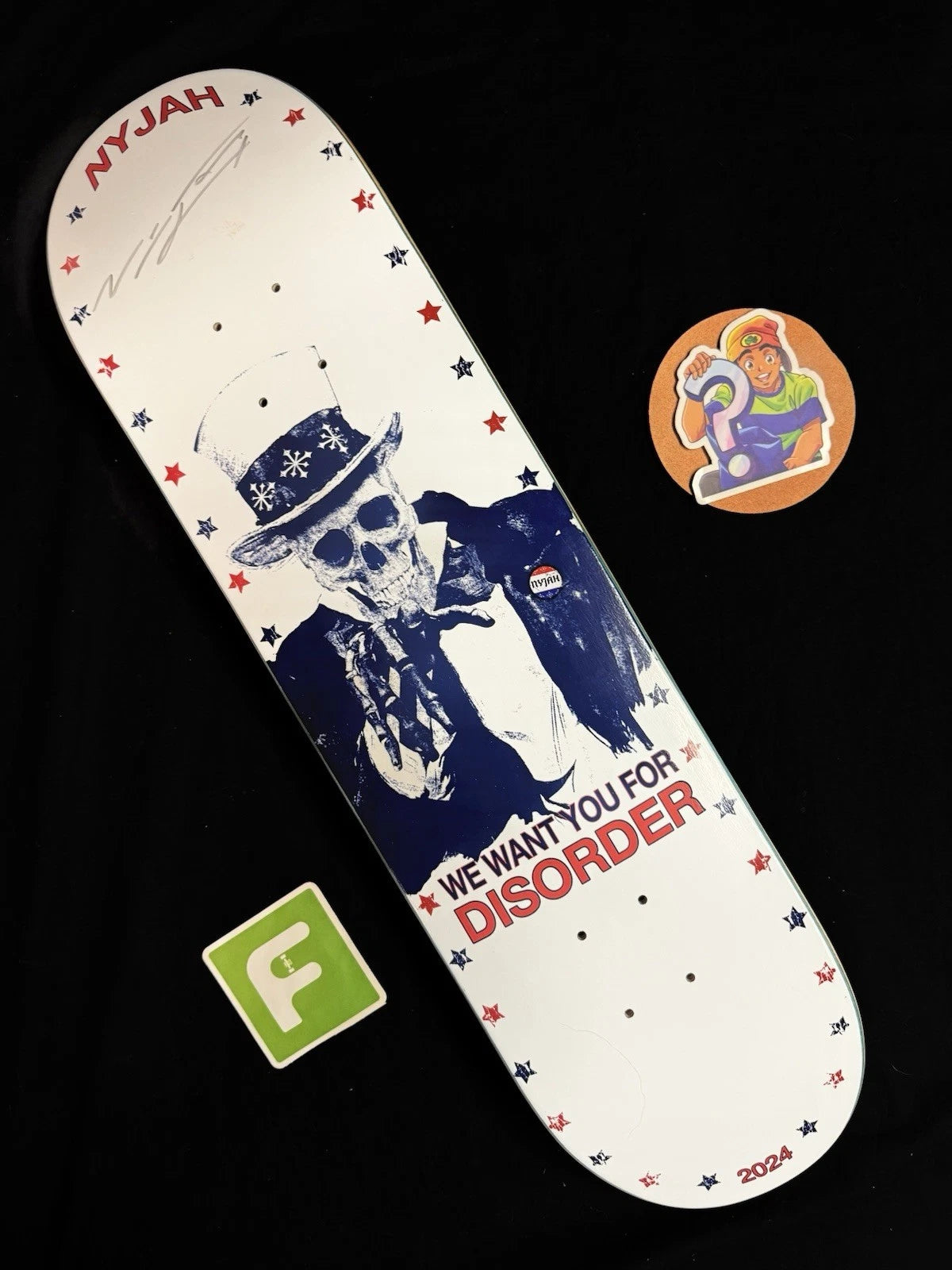 Signed Nyjah Huston I Want You USA Autographed Disorder Skateboard Deck