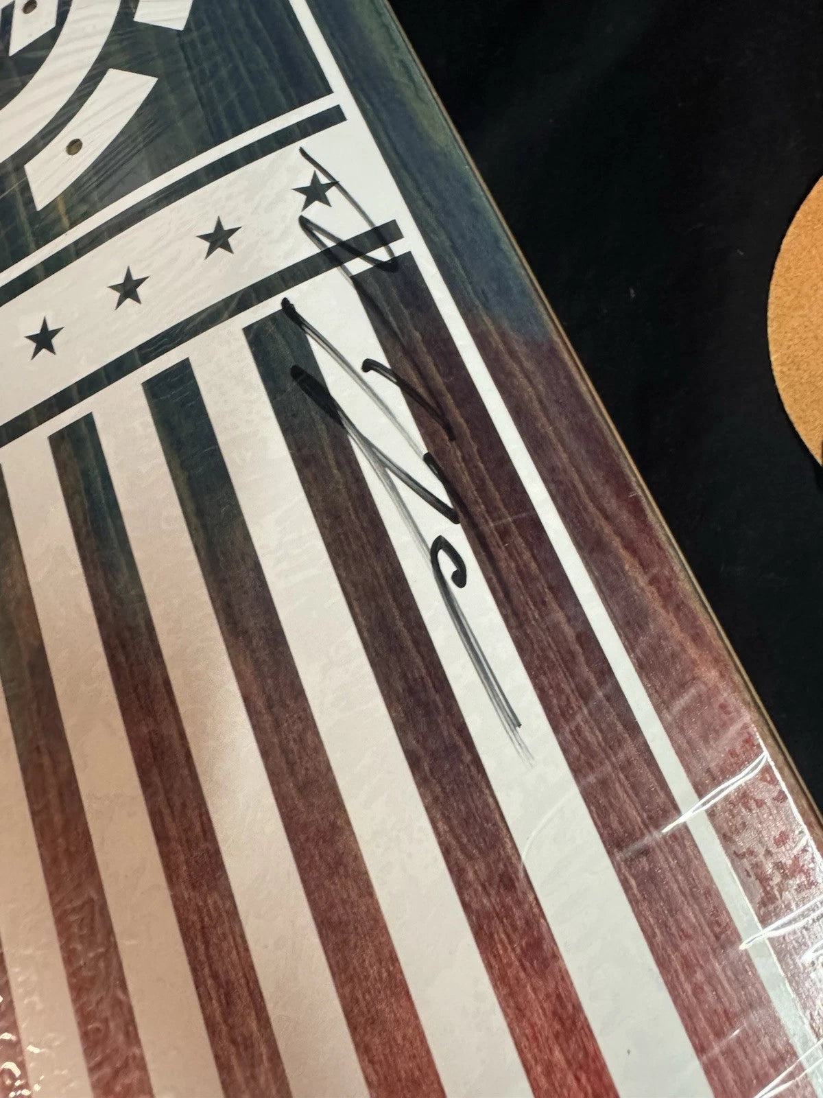 Signed Nyjah Huston USA Flag Autographed Element Skateboard Deck