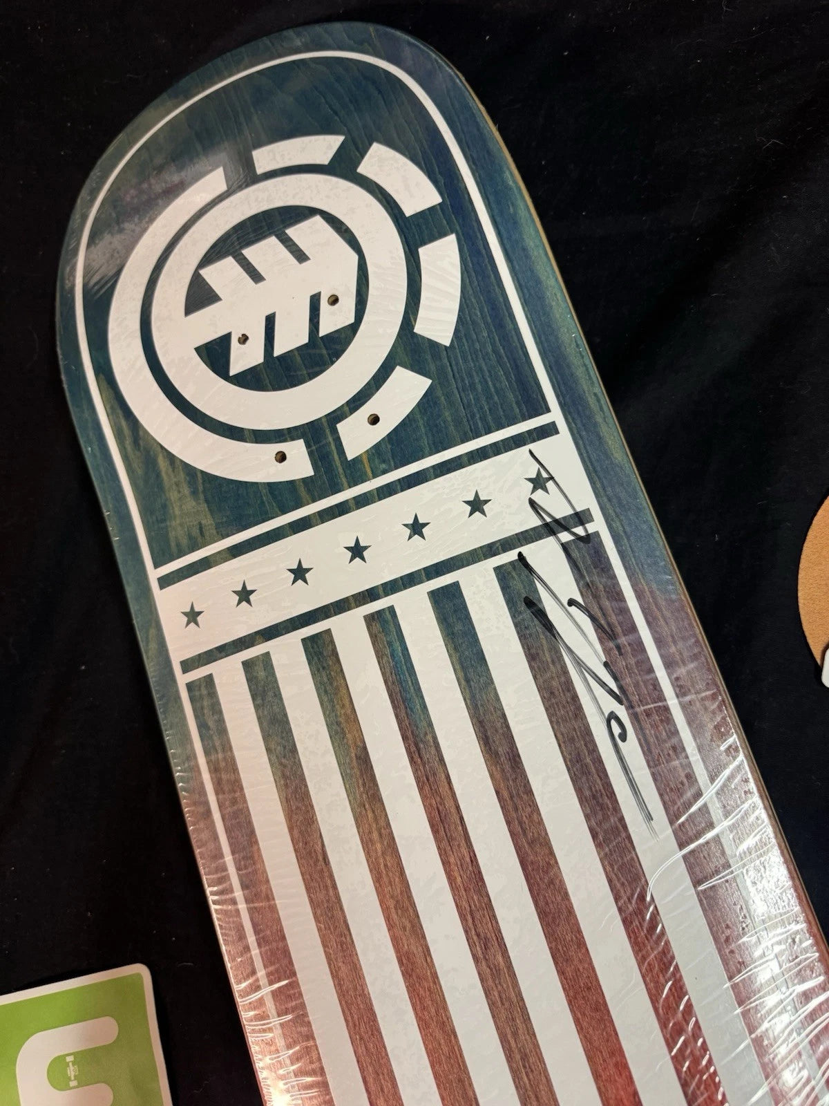 Signed Nyjah Huston USA Flag Autographed Element Skateboard Deck