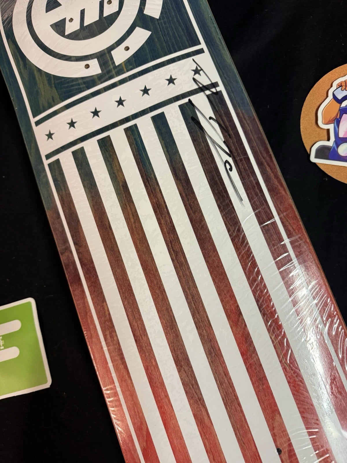 Signed Nyjah Huston USA Flag Autographed Element Skateboard Deck