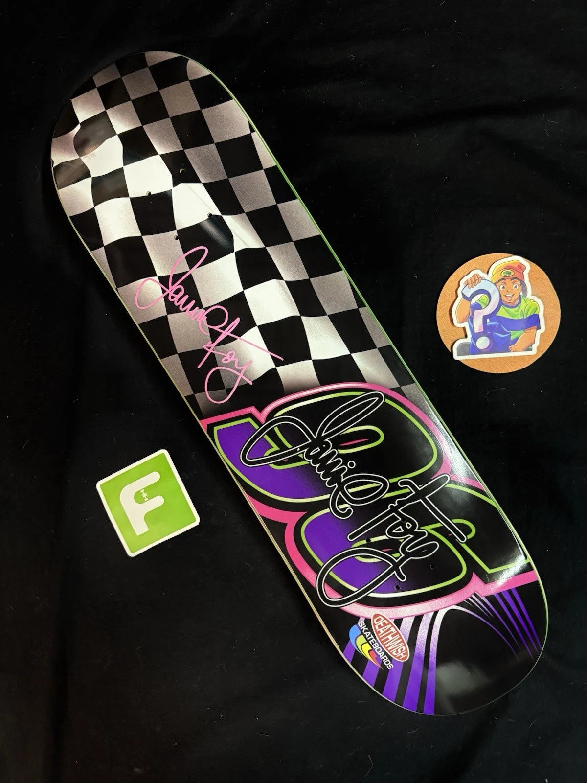 Signed Jamie Foy Checkered Racecar Autographed Deathwish Skateboard Deck