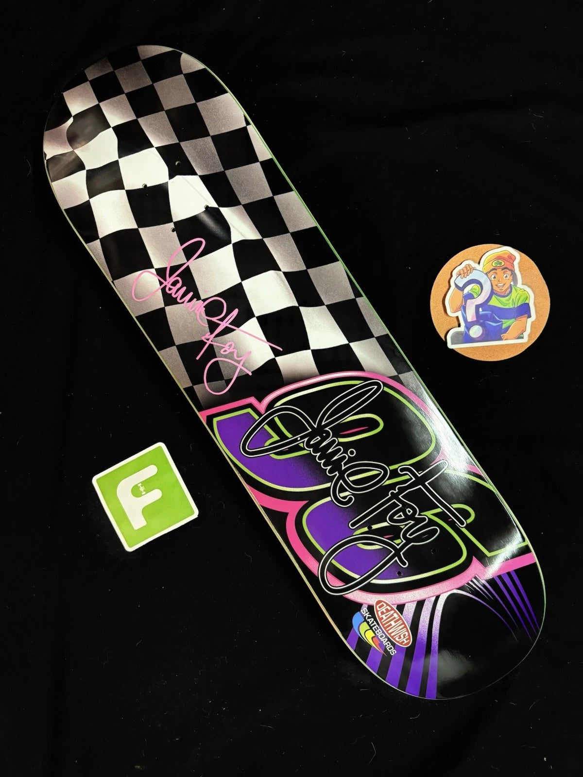 Signed Jamie Foy Checkered Racecar Autographed Deathwish Skateboard Deck