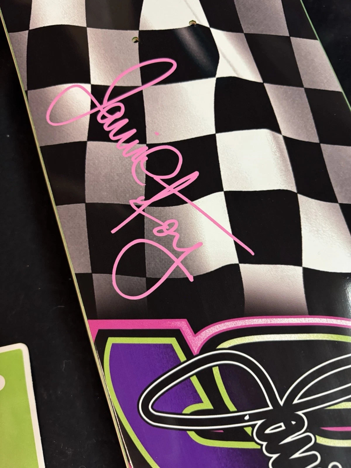 Signed Jamie Foy Checkered Racecar Autographed Deathwish Skateboard Deck