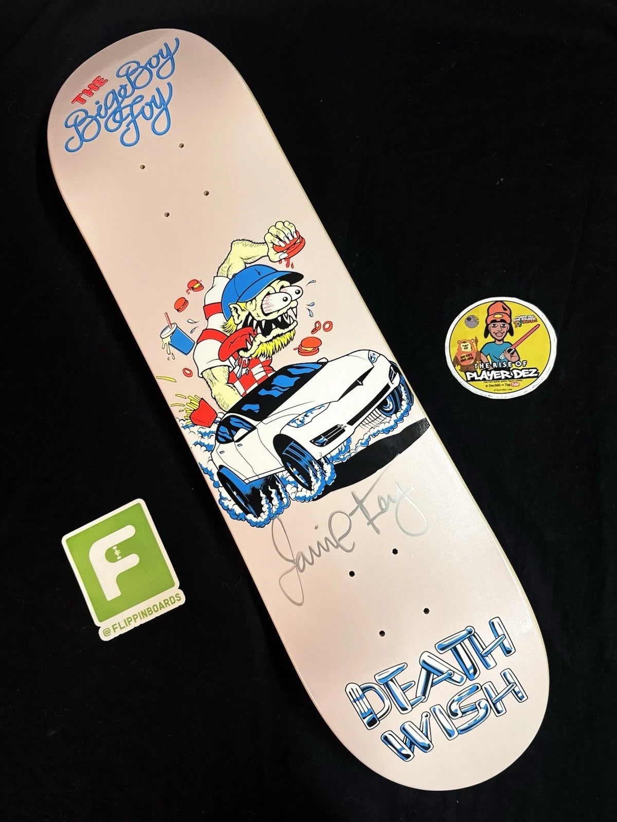 Signed Jamie Foy Big Boy Tesla Creeps Autographed Deathwish Skateboard Deck