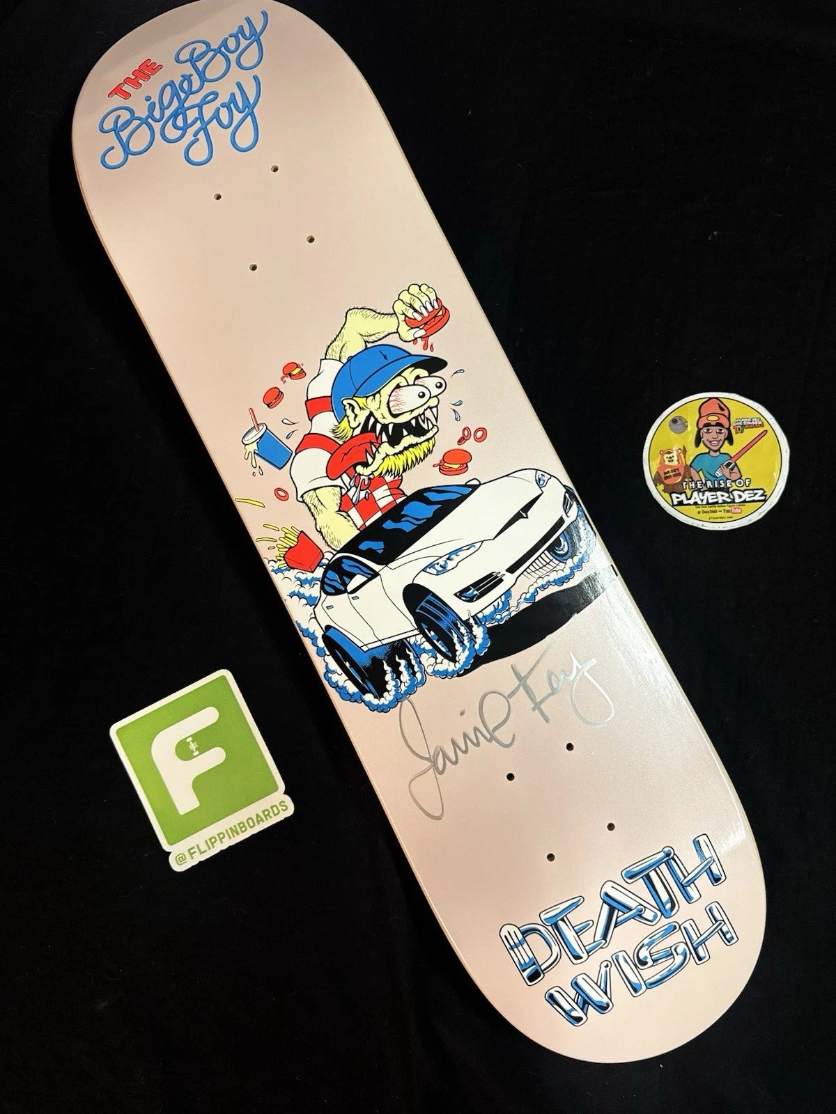 Signed Jamie Foy Big Boy Tesla Creeps Autographed Deathwish Skateboard Deck