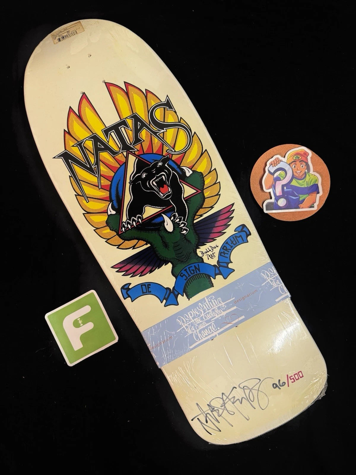 Signed Natas Kaupas Designarium White Panther Autographed Skateboard Deck