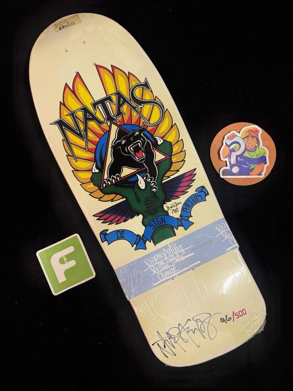 Signed Natas Kaupas Designarium White Panther Autographed Skateboard Deck