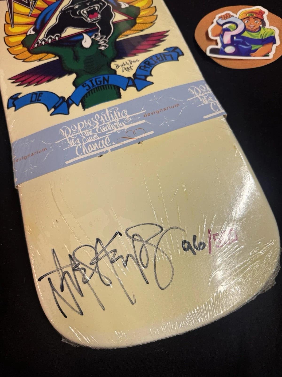 Signed Natas Kaupas Designarium White Panther Autographed Skateboard Deck