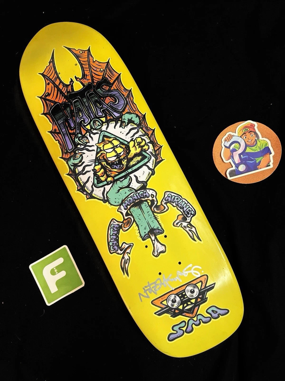 Signed Natas Kaupas Flocked Garfield SMA Autographed Skateboard Deck