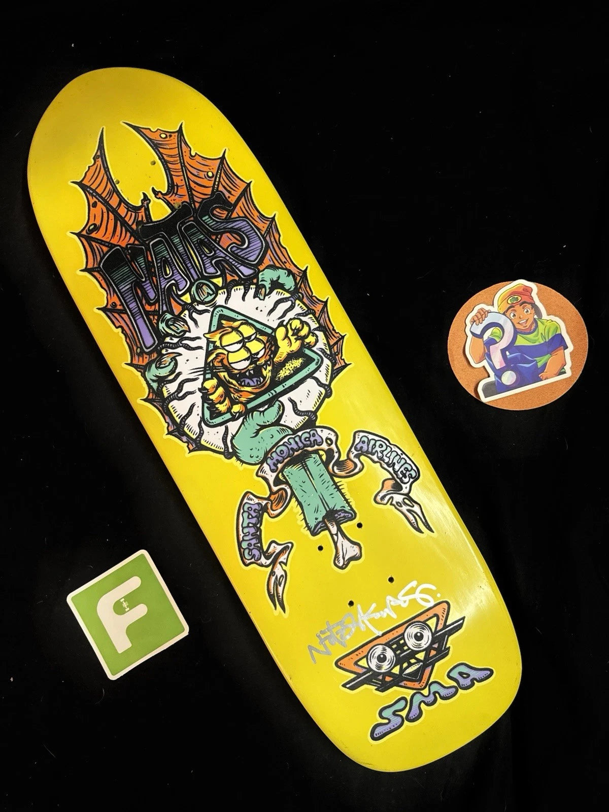 Signed Natas Kaupas Flocked Garfield SMA Autographed Skateboard Deck