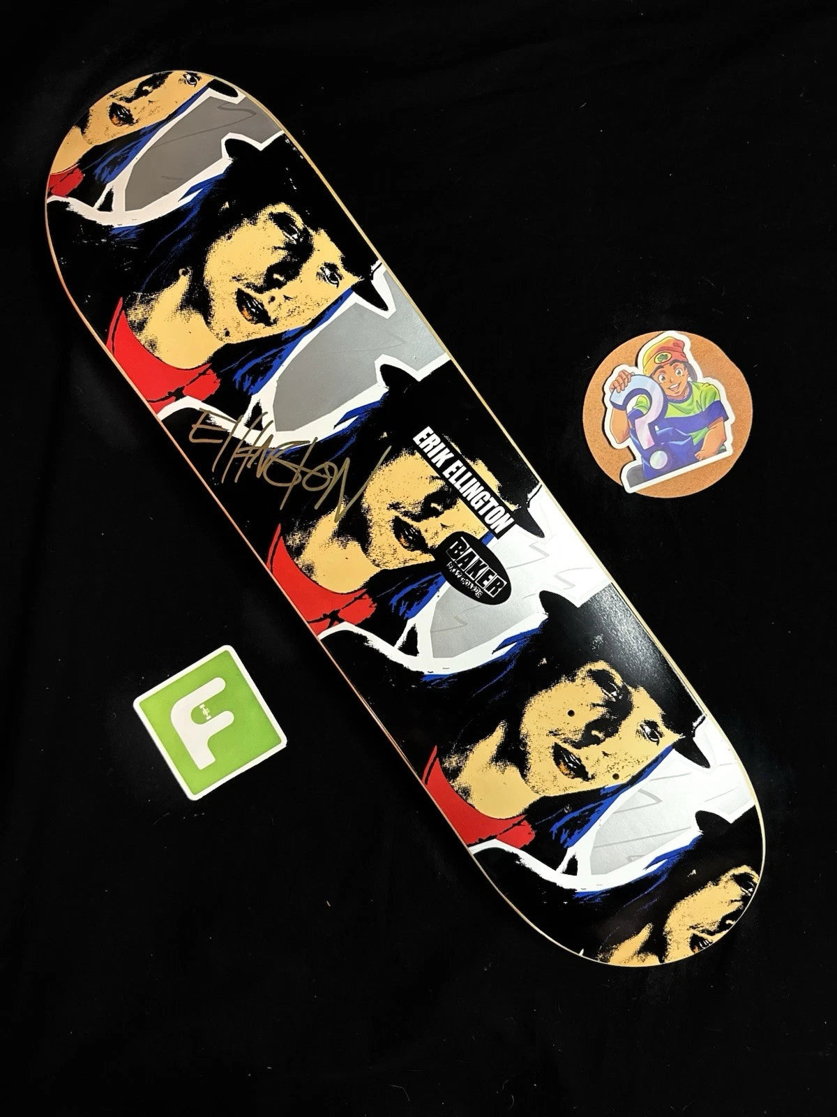 Signed Erik Ellington Pop Art Portrait Autographed Baker Skateboard Deck