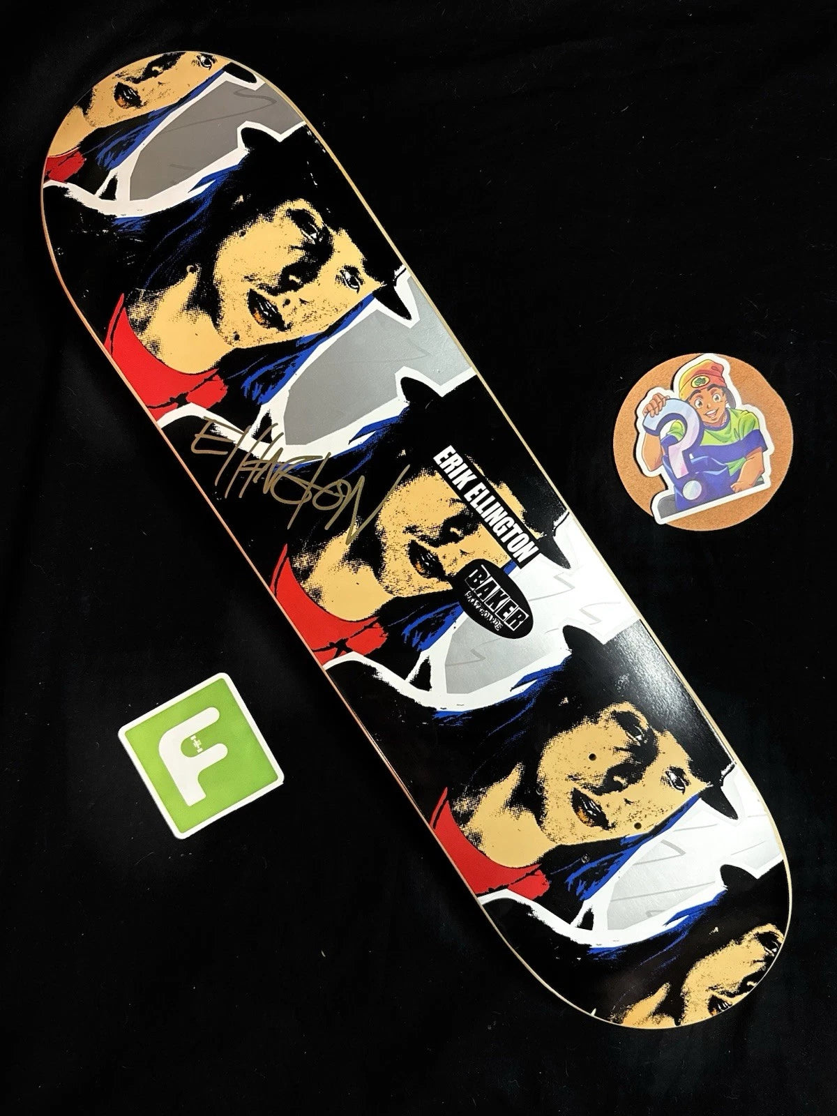 Signed Erik Ellington Pop Art Portrait Autographed Baker Skateboard Deck