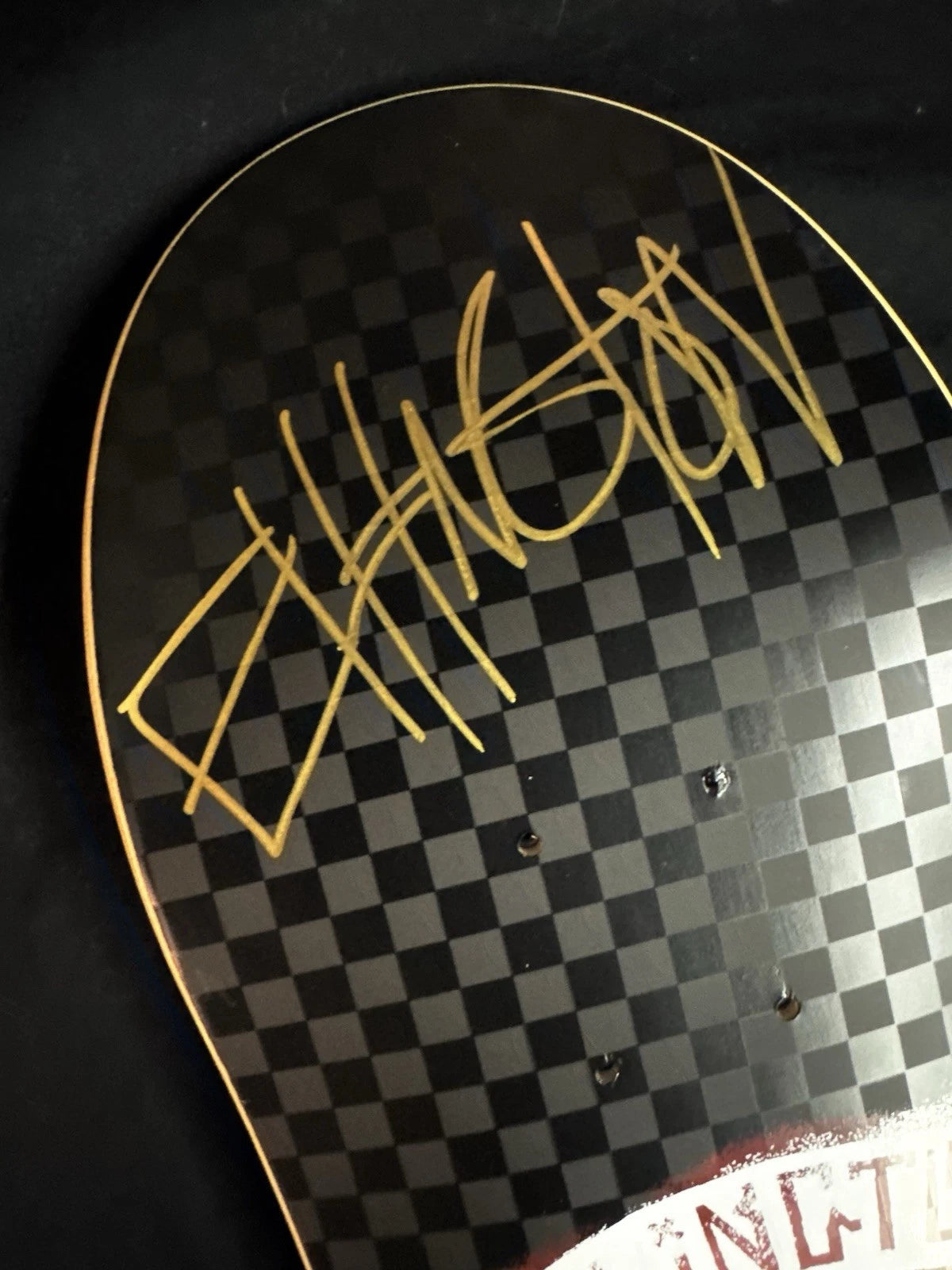 Signed Erik Ellington Matte Black Skull Cross Autographed Baker Skateboard Deck