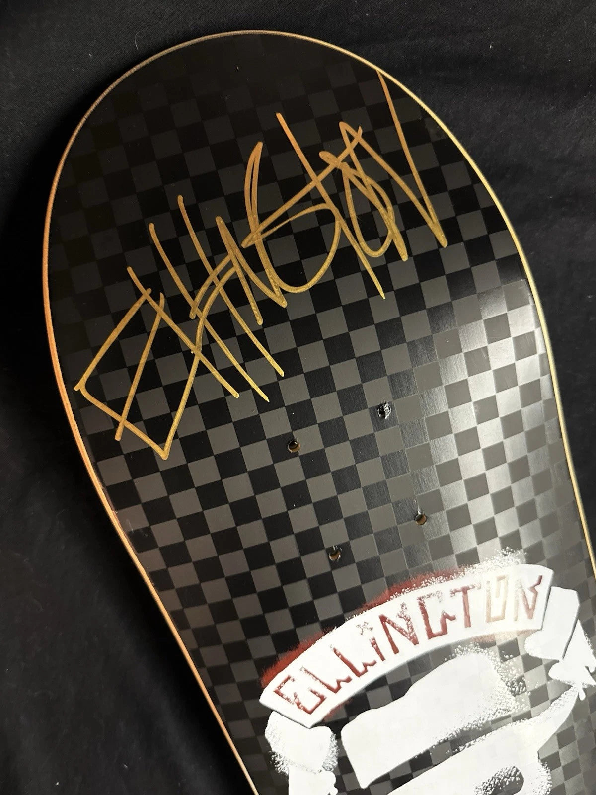 Signed Erik Ellington Matte Black Skull Cross Autographed Baker Skateboard Deck