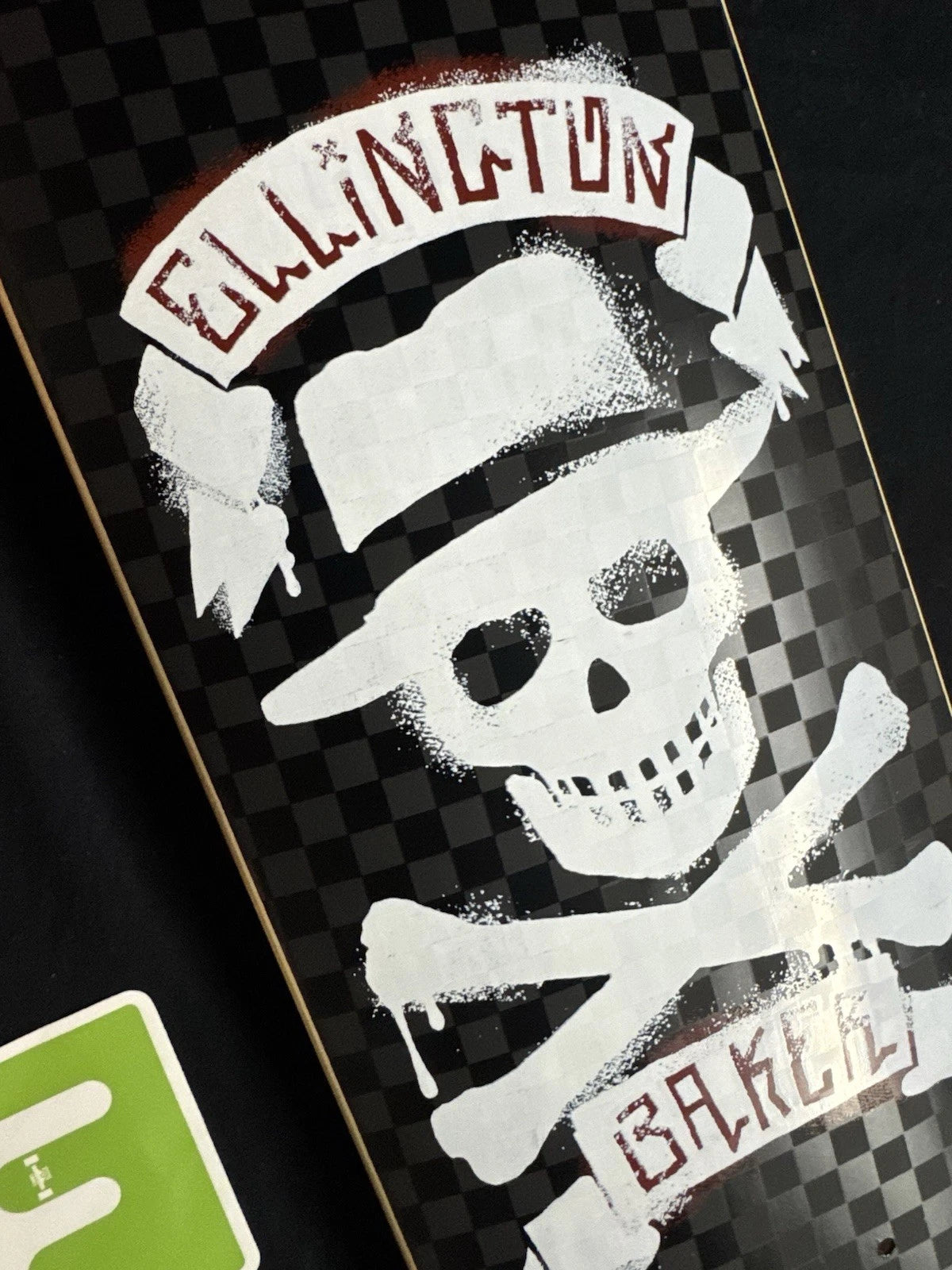 Signed Erik Ellington Matte Black Skull Cross Autographed Baker Skateboard Deck