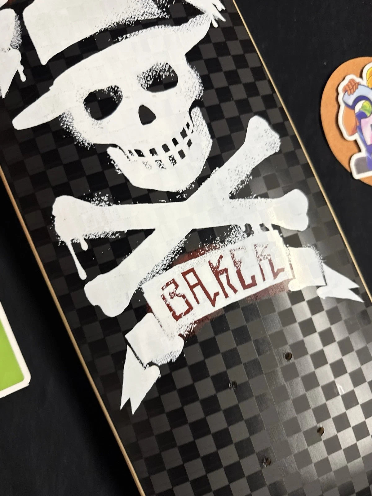 Signed Erik Ellington Matte Black Skull Cross Autographed Baker Skateboard Deck