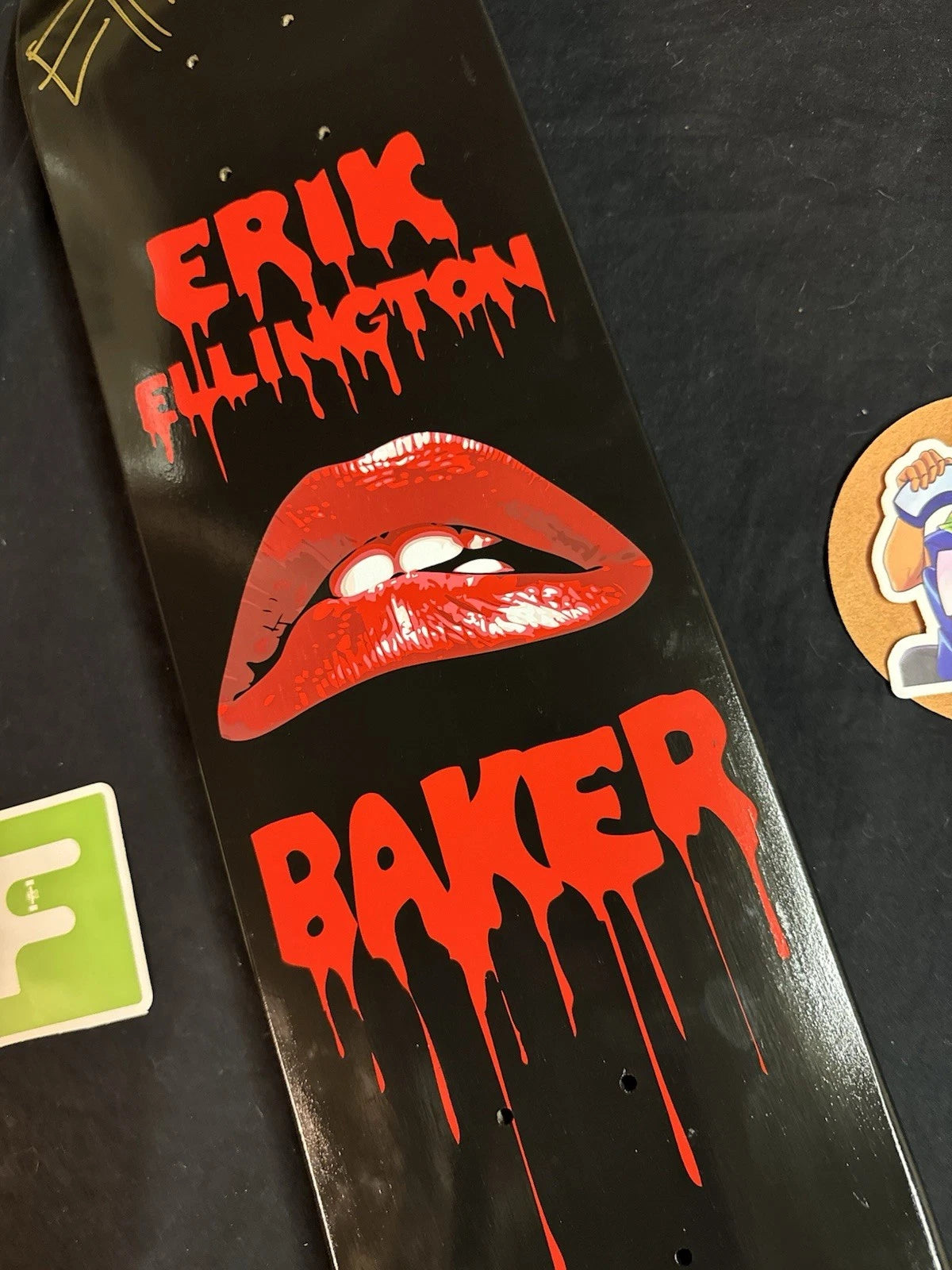 Signed Erik Ellington Horror Show Lips Autographed Baker Skateboard Deck