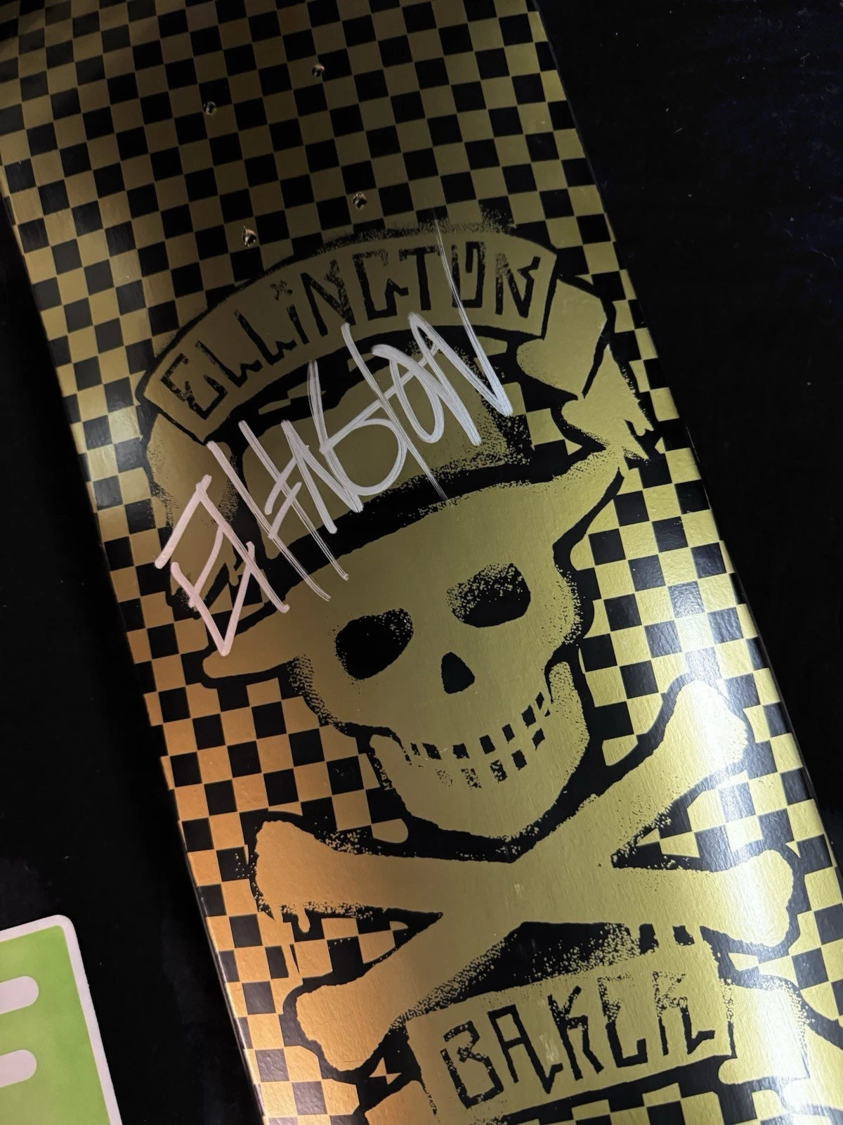 Signed Erik Ellington Gold Skull Cross Autographed Baker Skateboard Deck