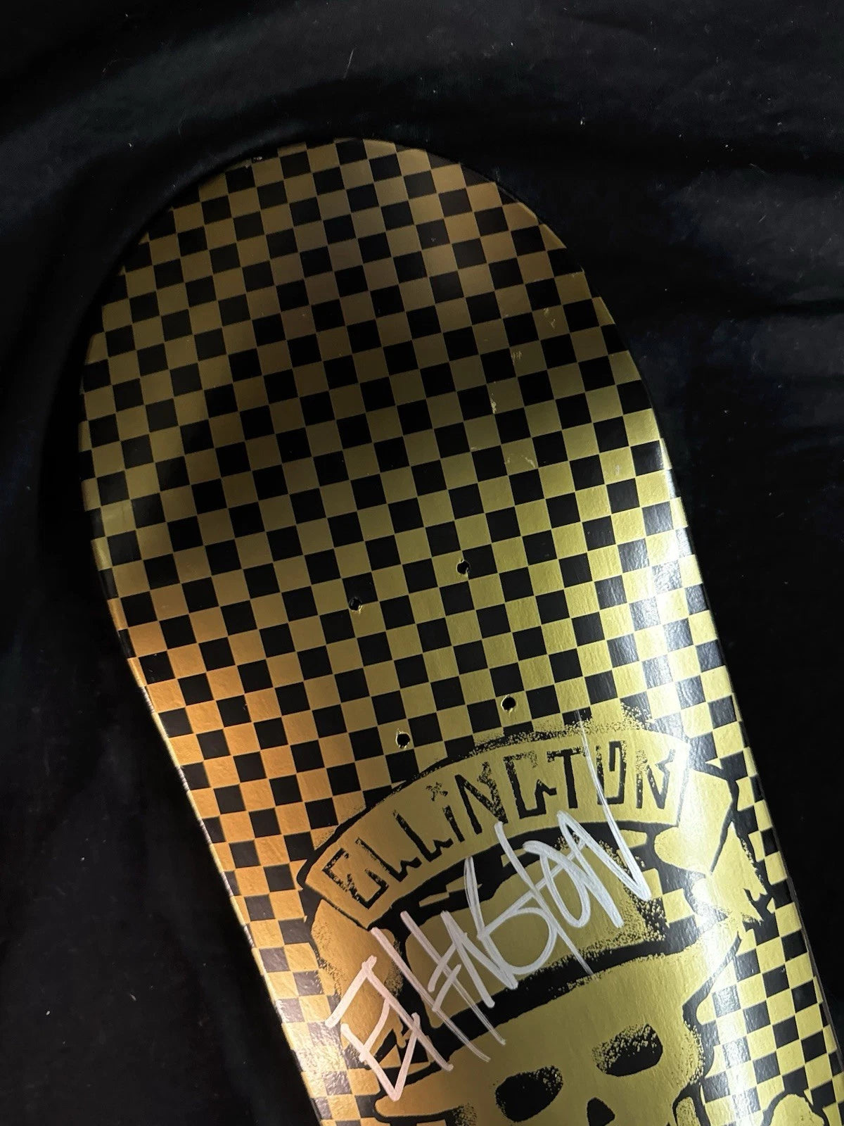 Signed Erik Ellington Gold Skull Cross Autographed Baker Skateboard Deck