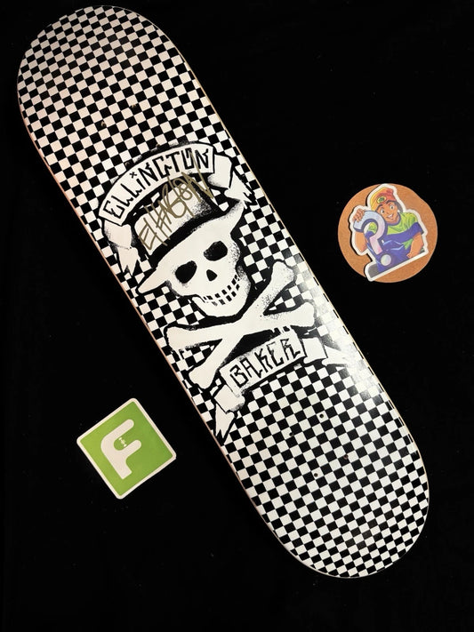 Signed Erik Ellington White Skull Cross Autographed Baker Skateboard Deck