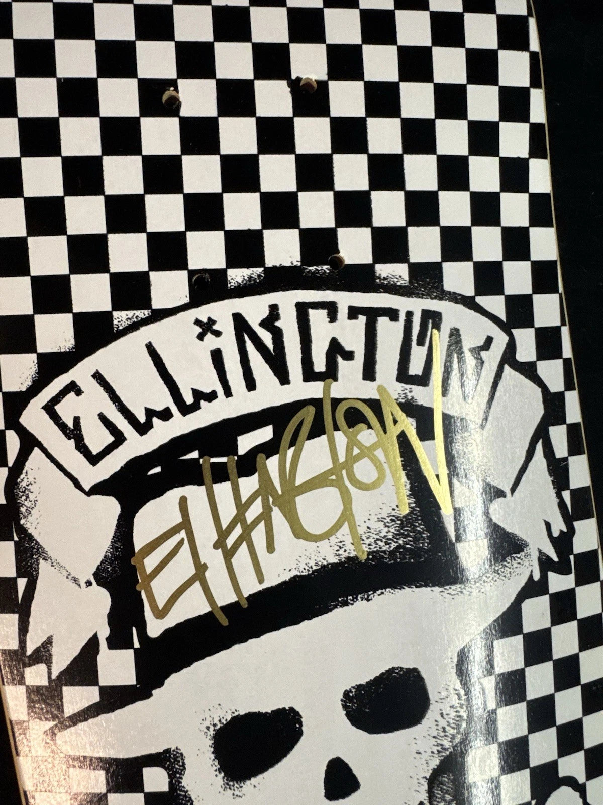 Signed Erik Ellington White Skull Cross Autographed Baker Skateboard Deck