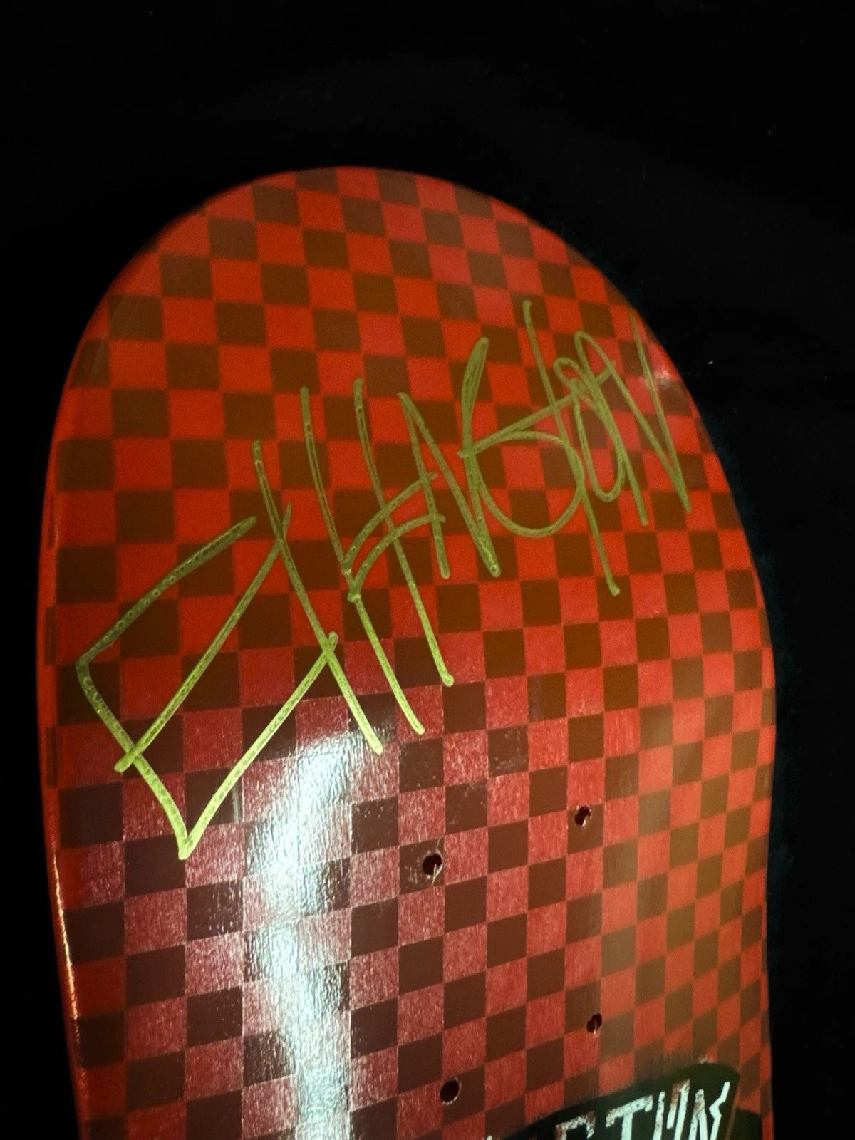 Signed Erik Ellington Red Dip Skull Cross Autographed Baker Skateboard Deck