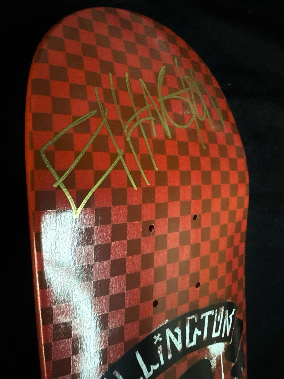 Signed Erik Ellington Red Dip Skull Cross Autographed Baker Skateboard Deck