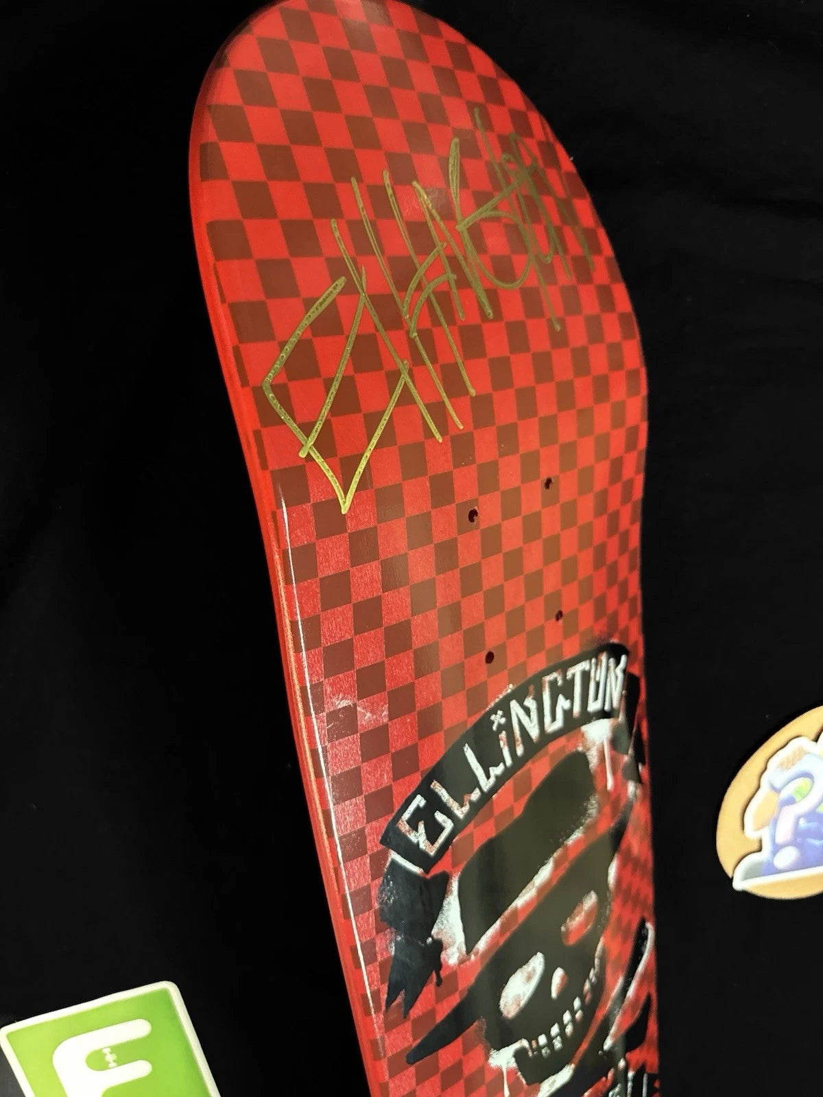 Signed Erik Ellington Red Dip Skull Cross Autographed Baker Skateboard Deck