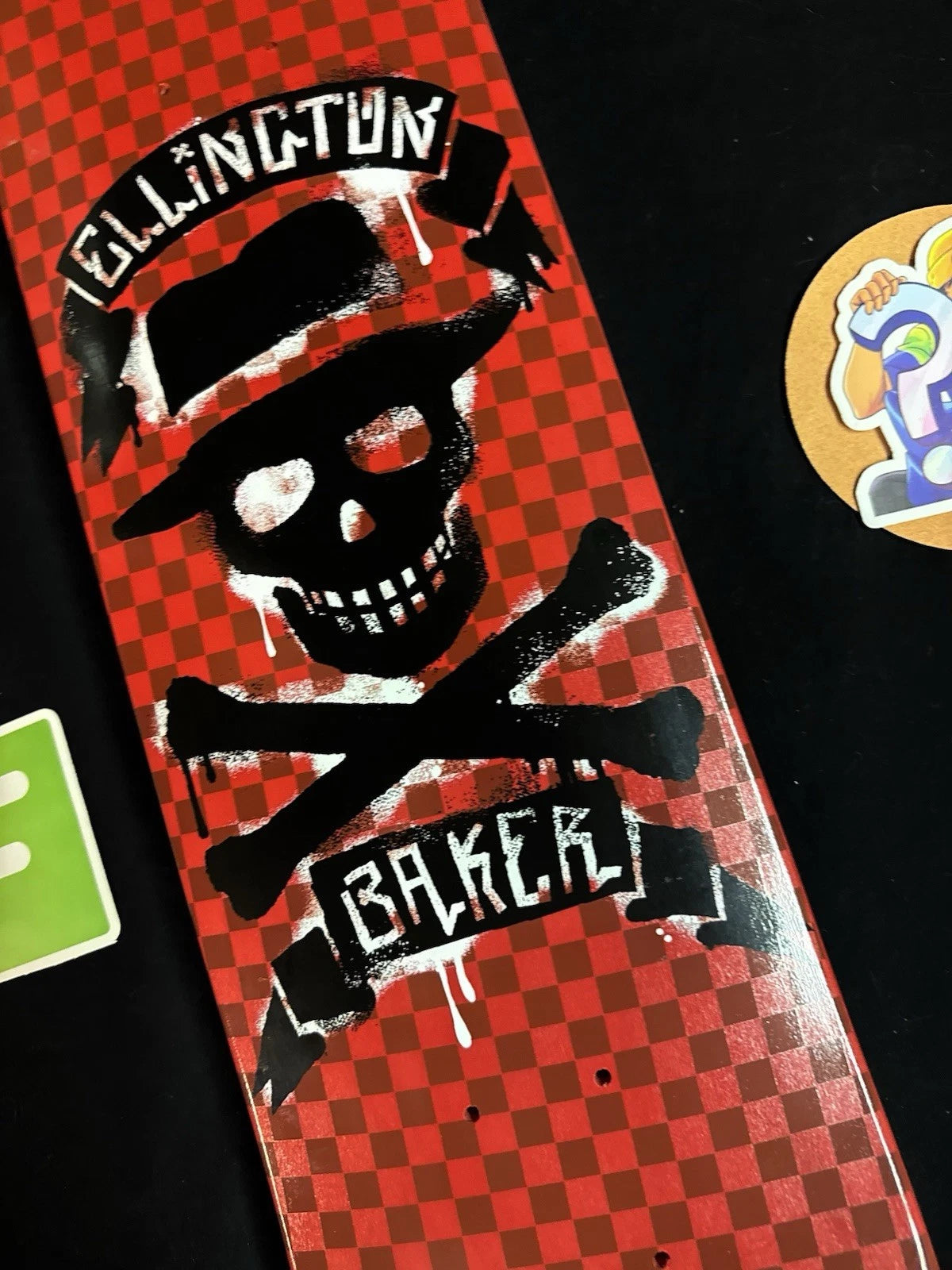 Signed Erik Ellington Red Dip Skull Cross Autographed Baker Skateboard Deck