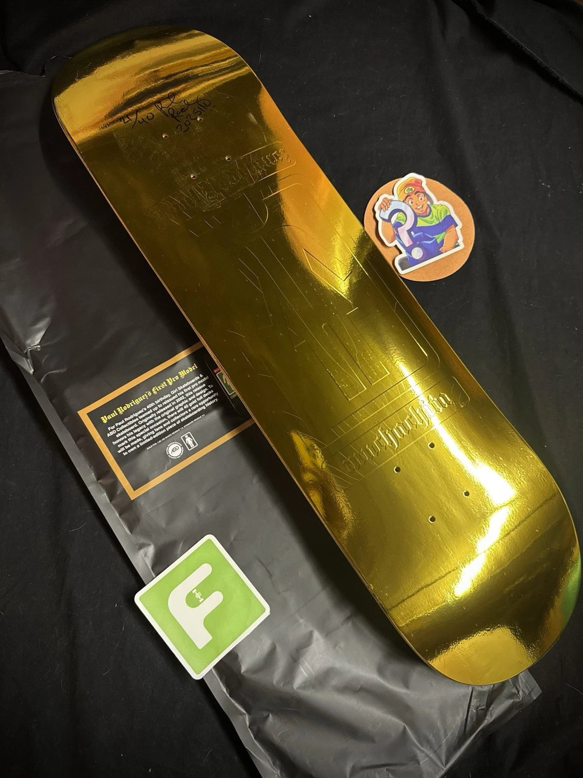 Signed Paul Rodriguez Gold Foil Girl Blind Bag Prod Autographed Skateboard Deck