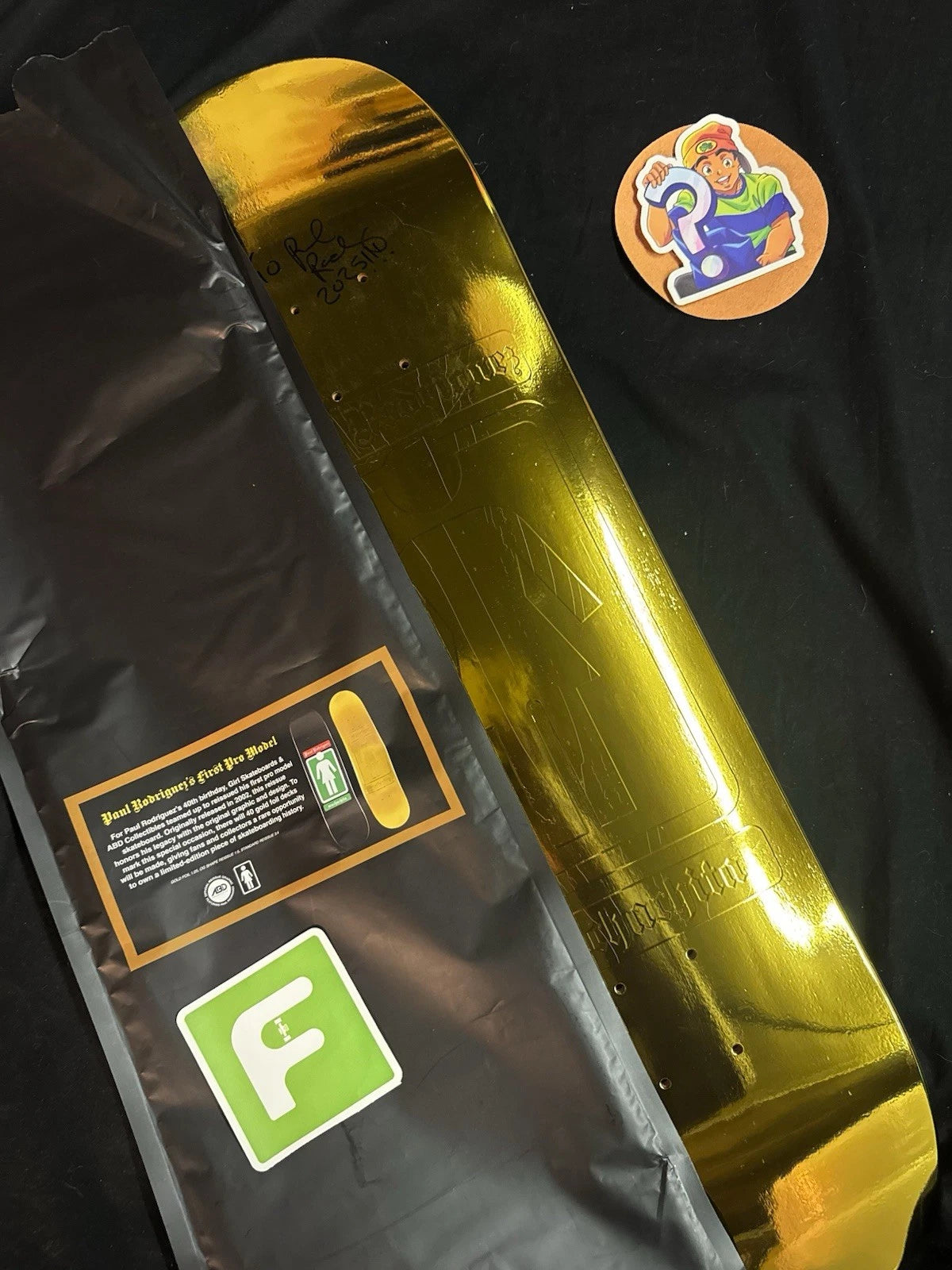 Signed Paul Rodriguez Gold Foil Girl Blind Bag Prod Autographed Skateboard Deck