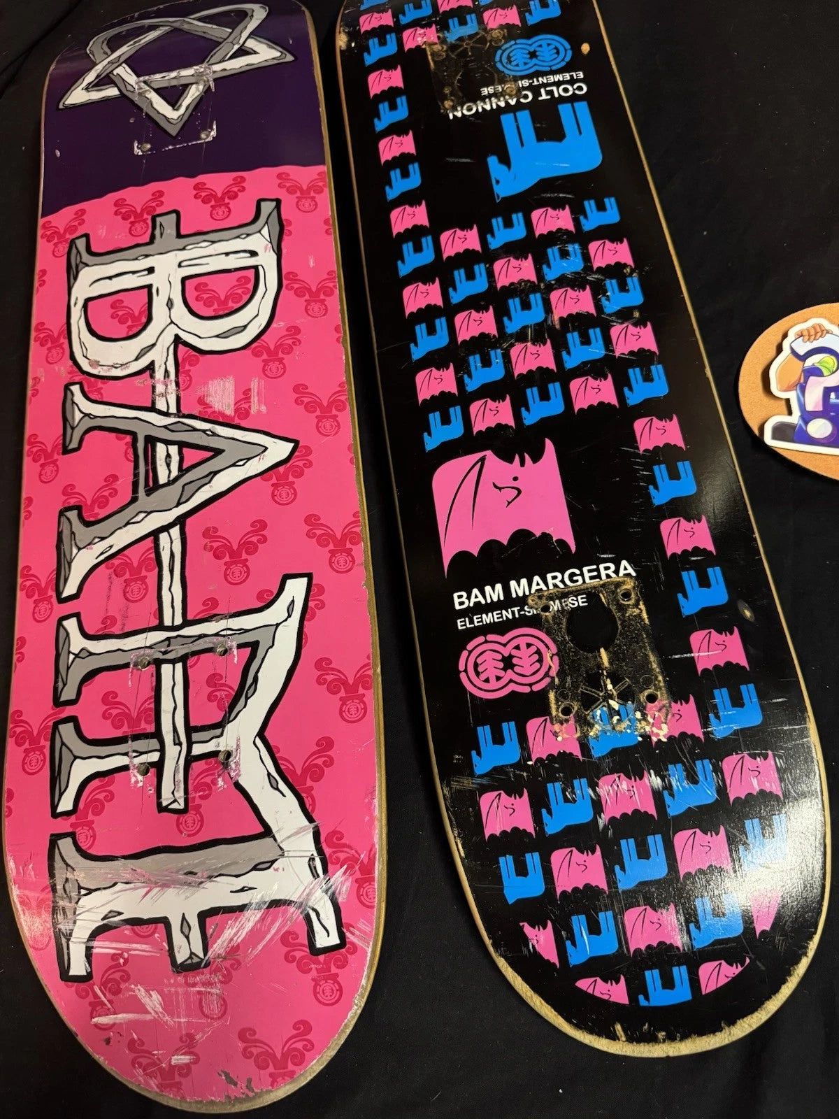 Bam Margera 2002 HIM Pink Element Skateboard Deck Lot Of 2 VINTAGE