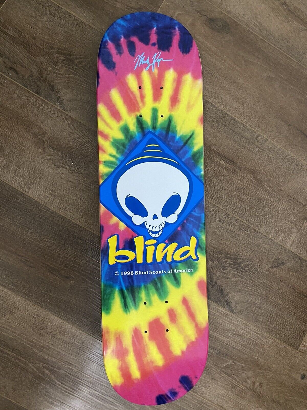 Signed Micky Papa Blind Autographed Skateboard Deck Tie Dye 8.125