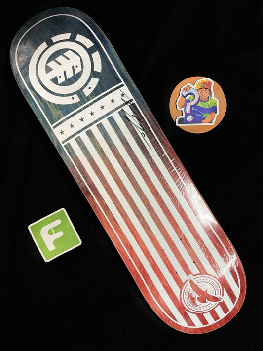 Signed Nyjah Huston USA Flag Autographed Element Skateboard Deck
