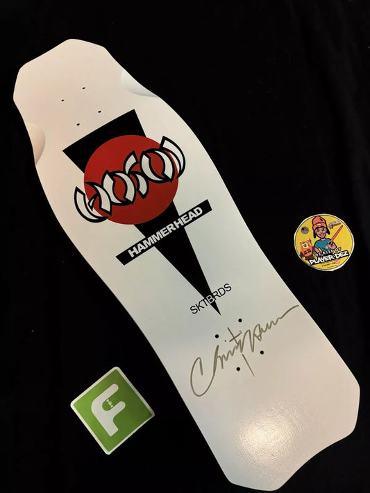 Signed Christian Hosoi Hammerhead Gold Autographed Skateboard Deck