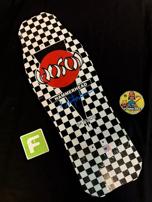 Signed Christian Hosoi Blue Autographed Skateboard Deck Checkered Hammerhead