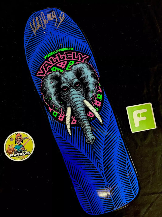 Signed Mike Vallely Autographed Skateboard Deck BlackLight Elephant Powell Peralta