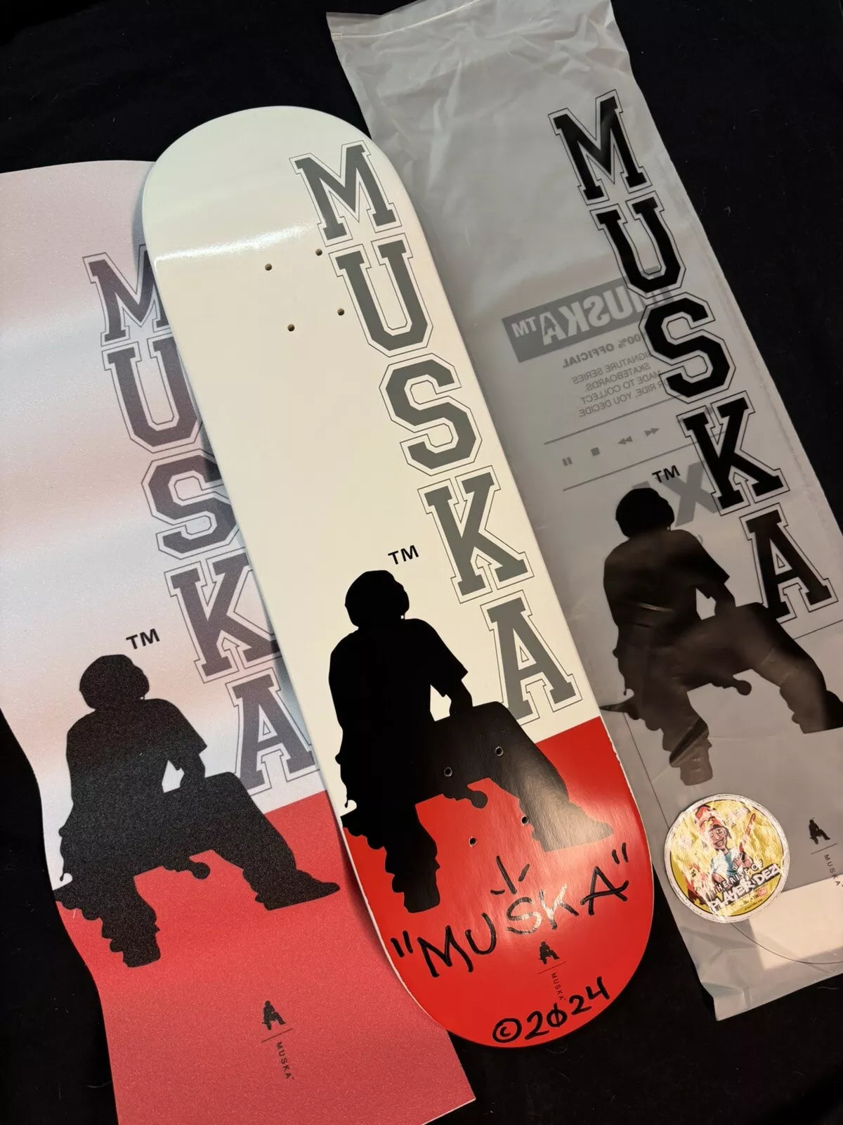 Chad Muska Signed Red Silhouette White Dip Shorty’s Autographed Skateboard Deck