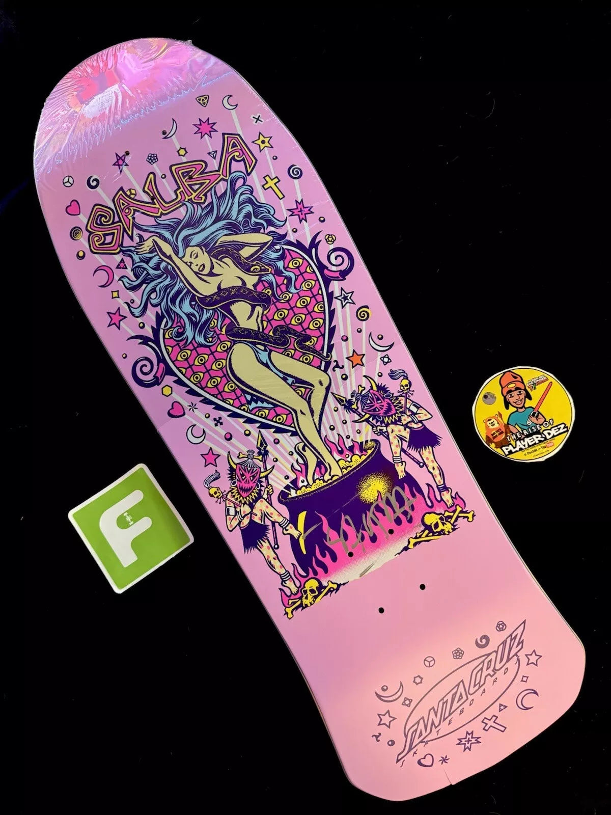 Signed Steve Alba SALBA Autographed Skateboard Deck Santa Cruz Pink Witch Doctor